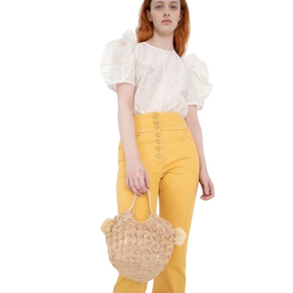 Ulla Johnson Jeans Lou Mustard Button Fly Flare - Picture 3 of 16
